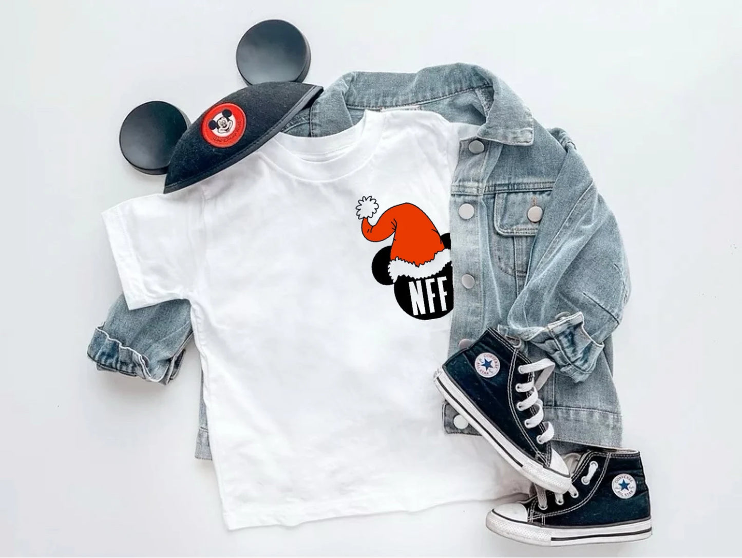 Kids Customizable Santa Mouse Graphic Tee & Optional Bottoms