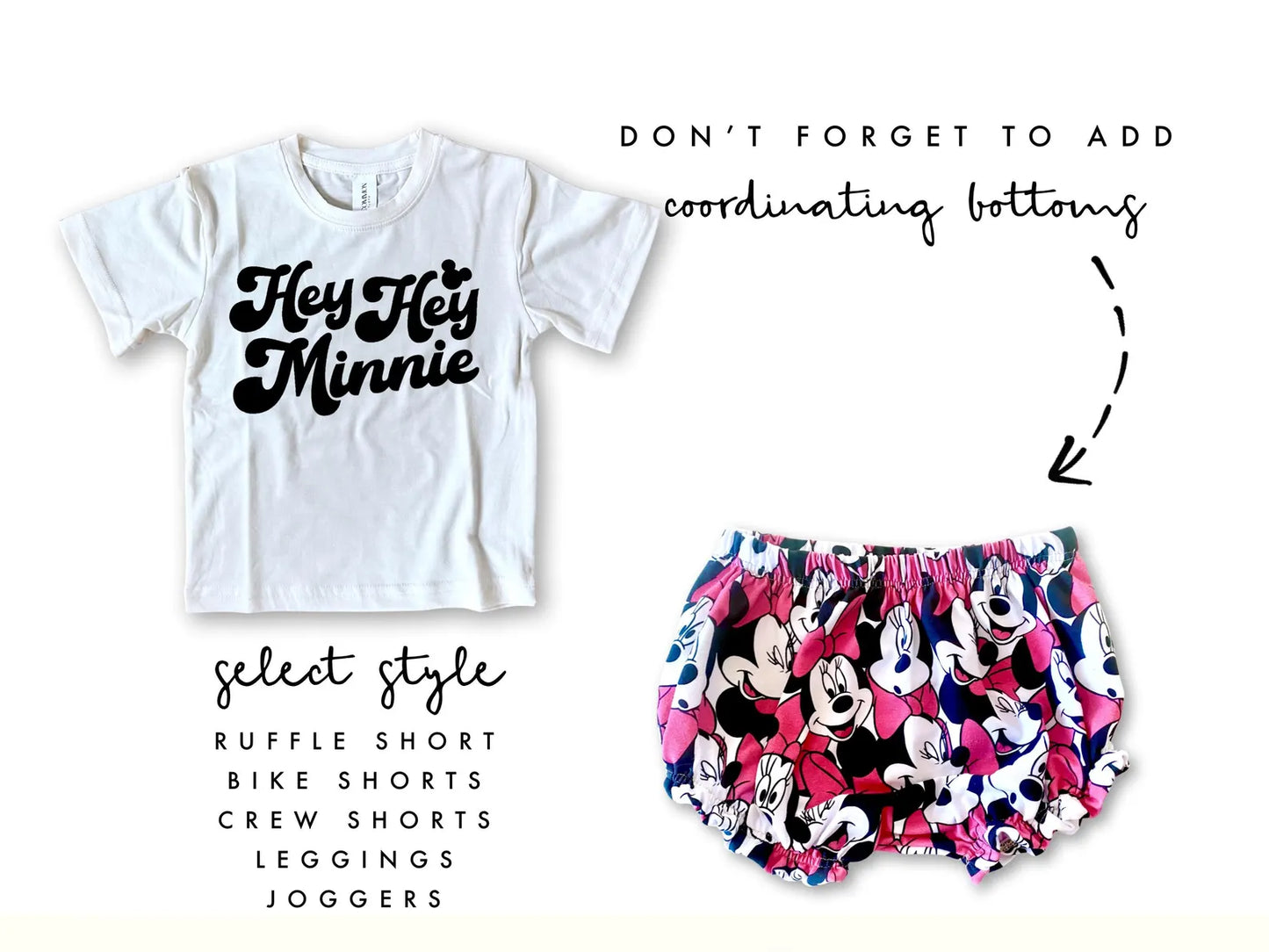 Kids Hey Minnie Graphic Tee & Optional Bottoms