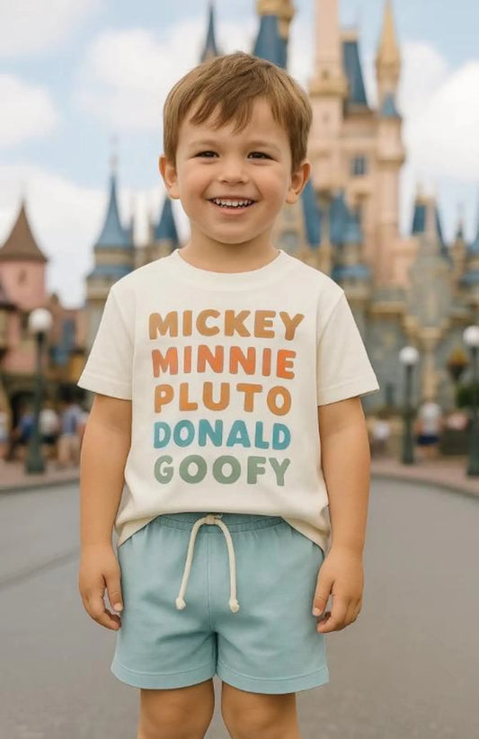 Mickey, Minnie, Pluto, Donald & Goofy Character Family Graphic Tee