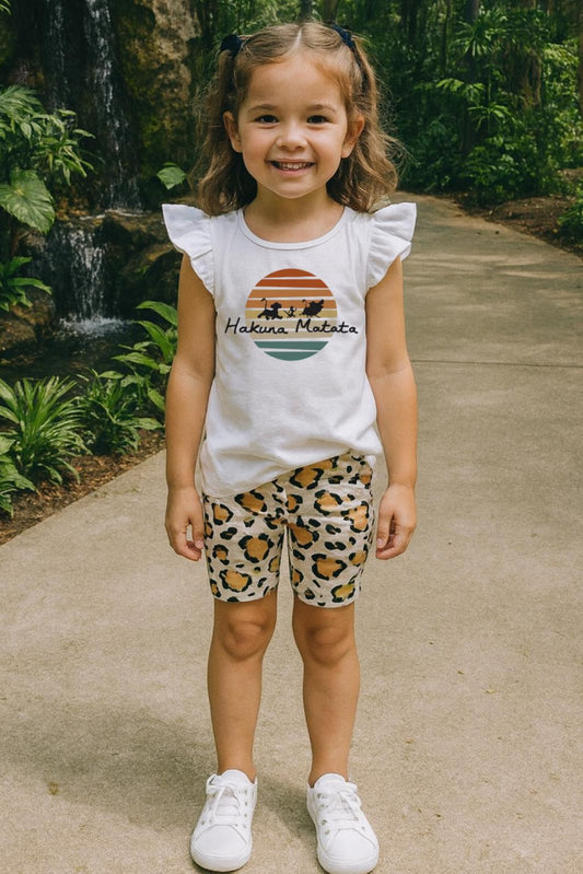 Kids Handcrafted Hakuna Matata Flutter Sleeve Top & Optional Bottoms