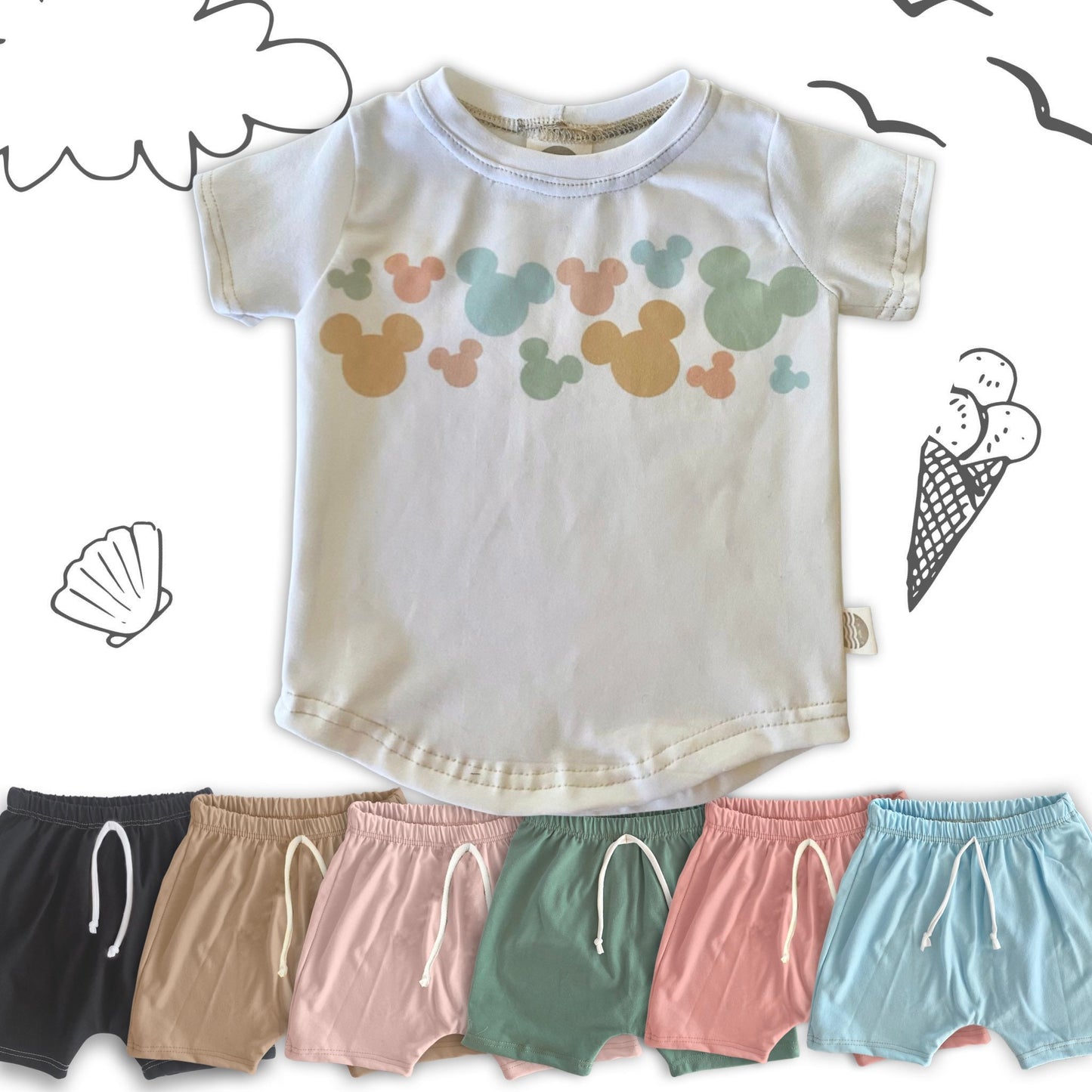 Disney Kids Mickey T-Shirt, Disney Set, Disney Vacation Outfit Kids, Kids Disney Outfit, Cool Disney Tee, Pastel Mickey Tee