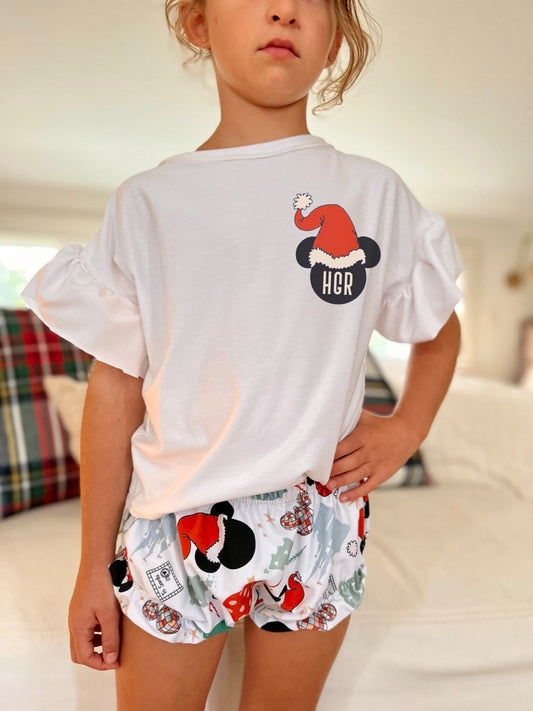 Girls Christmas Disney Set,Girls Mickey Christmas Set Shorts Tee,Disney Vacation Tee kids baby, Girls Disney, Disney Christmas Outfit Kids