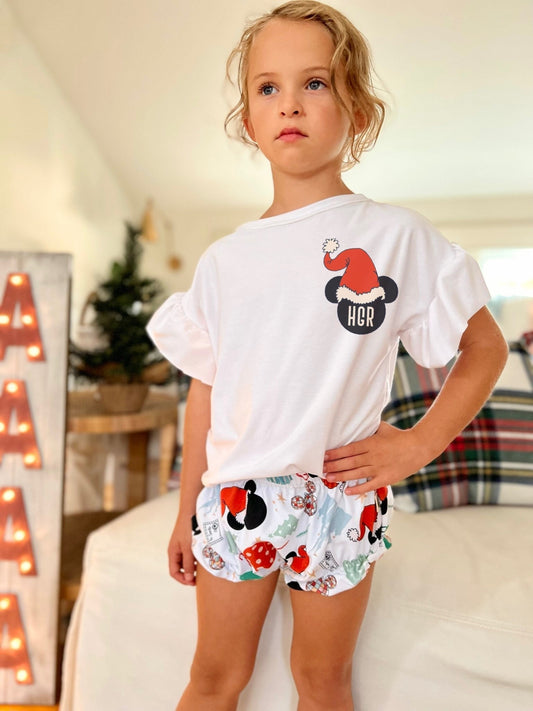 Girls Christmas Disney Set,Girls Mickey Christmas Set Shorts Tee,Disney Vacation Tee kids baby, Girls Disney, Disney Christmas Outfit Kids
