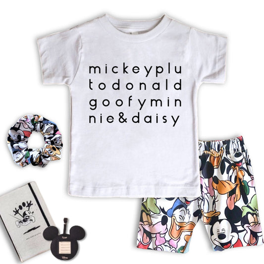 Girls Mickey Friends Tee Shorts Set, Disney Vacation Outfit, toddler baby Disney Outfit, Kids Mickey t-shirt, Girls Disney Set Outfit
