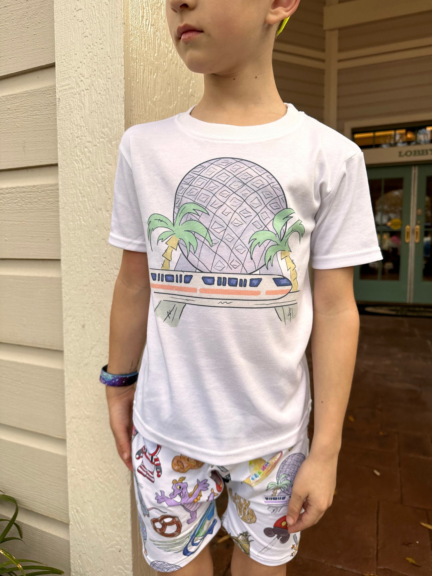 Disney Kids Epcot Set, Epcot Monorail Tee Shorts, Disney Vacation Outfit Kids, Kids Disney Outfit, Kids Epcot Outfit, Kids Baby Epcot Tee
