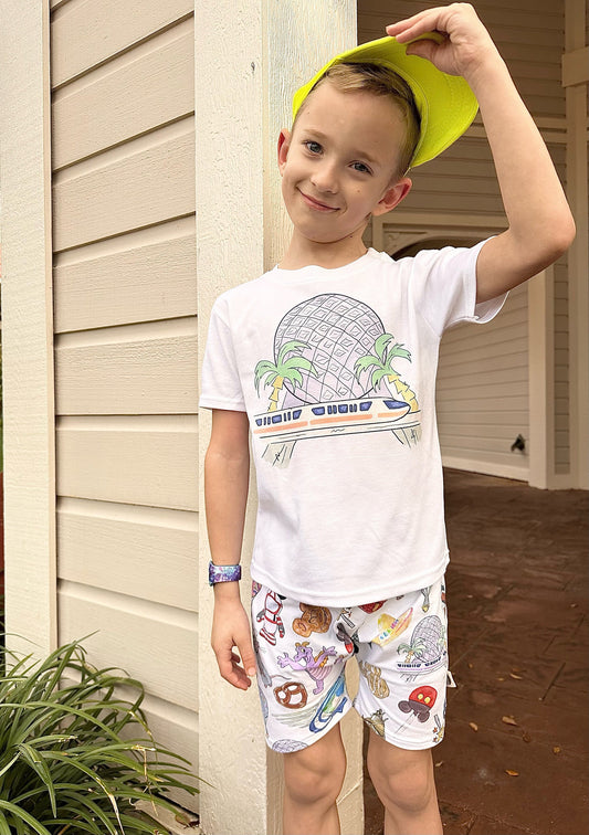 Disney Kids Epcot Set, Epcot Monorail Tee Shorts, Disney Vacation Outfit Kids, Kids Disney Outfit, Kids Epcot Outfit, Kids Baby Epcot Tee