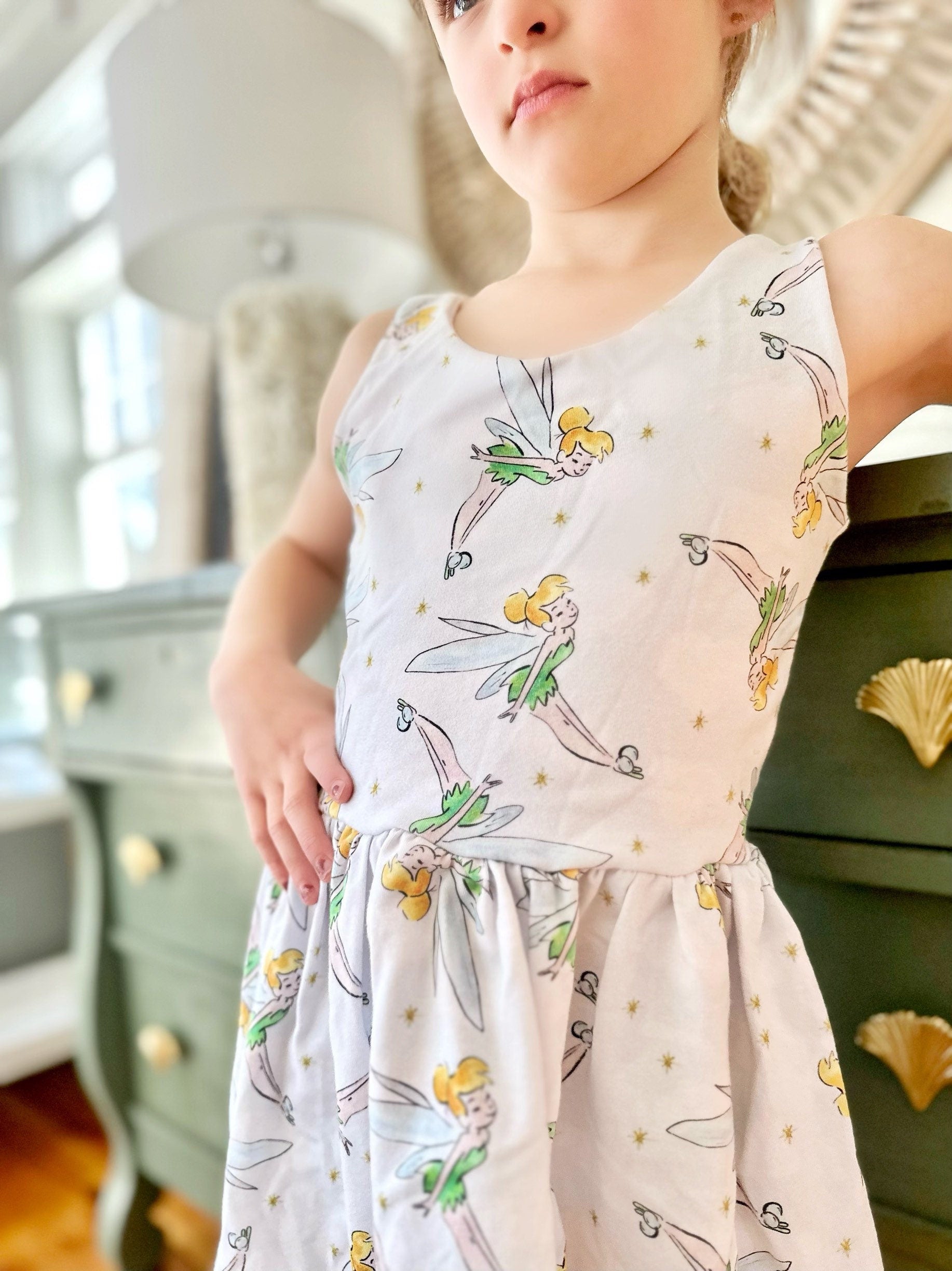 Girls Tinkerbell Dress, Kids Disney Dress, Girls Disney Dress, Girls Tinkerbell Outfit, Magic Kingdom Dress, Disney World Dress Kids