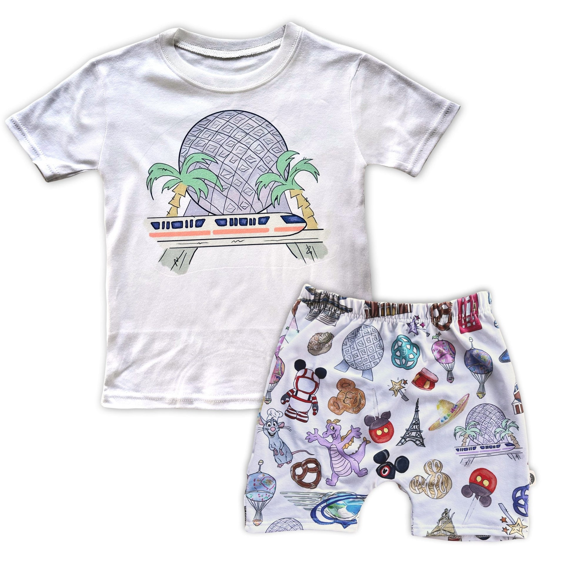 Disney Kids Epcot Set, Epcot Monorail Tee Shorts, Disney Vacation Outfit Kids, Kids Disney Outfit, Kids Epcot Outfit, Kids Baby Epcot Tee