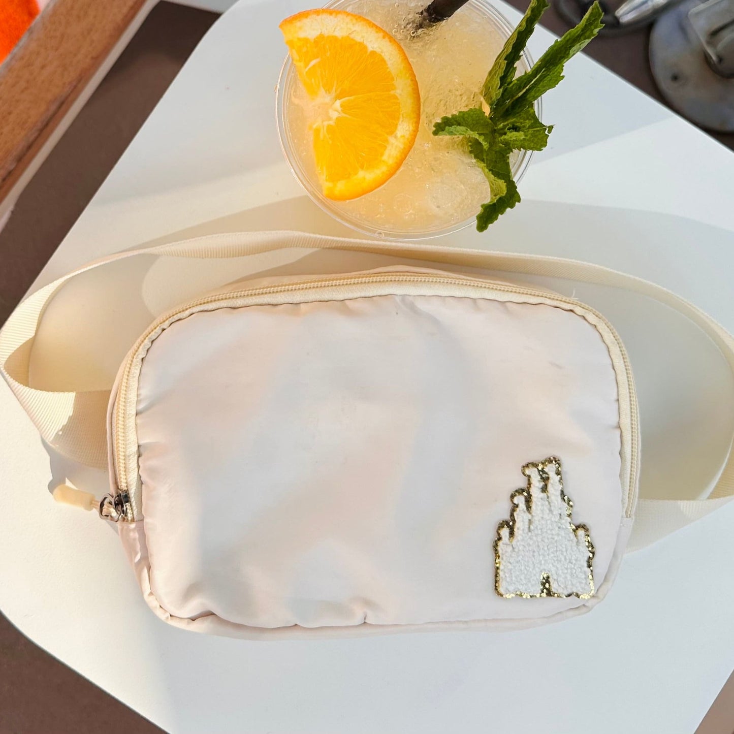 Disney Fanny Pack with Minnie bow Patch, Disney Belt Bag, Crossbody Park Bag, Travel Bag, Chenille Patches