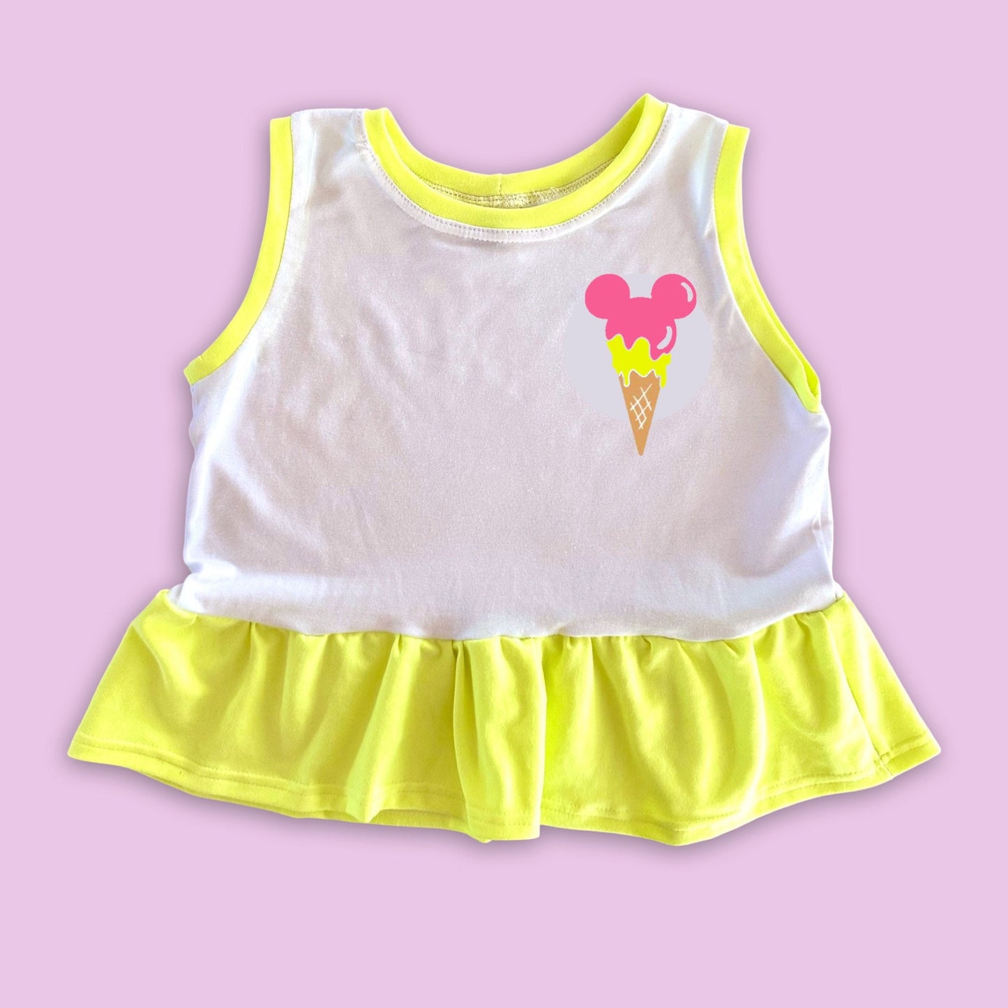 Girls Neon Mickey Ice Cream Tank, Disney Vacation Tee for Kids, Disney Trip T-shirt, Girls Disney Shirt, Retro Disney Tank Top
