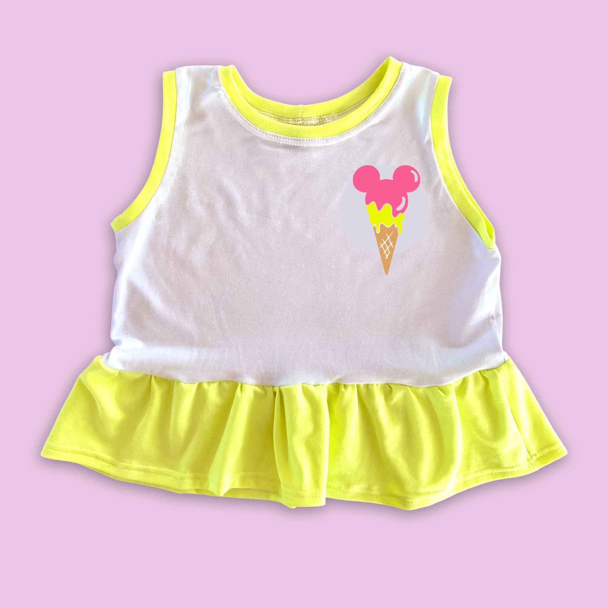 Girls Neon Mickey Ice Cream Tank, Disney Vacation Tee for Kids, Disney Trip T-shirt, Girls Disney Shirt, Retro Disney Tank Top