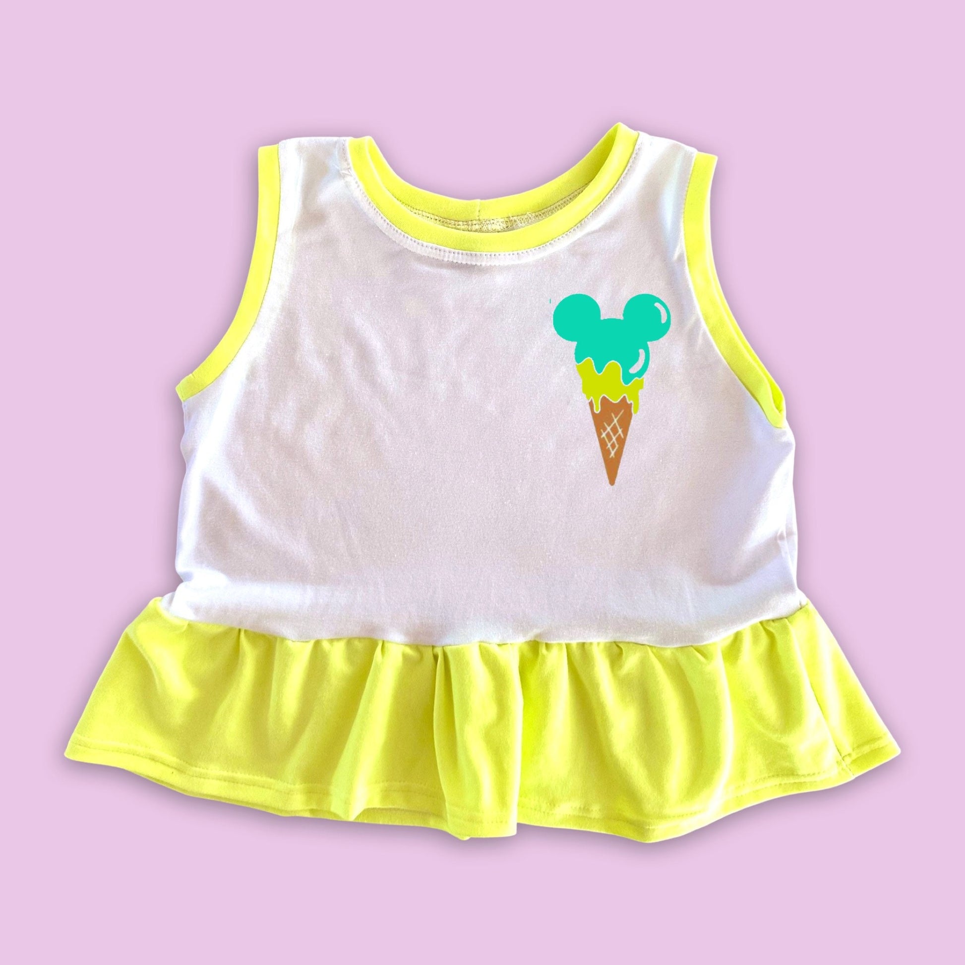 Girls Neon Mickey Ice Cream Tank, Disney Vacation Tee for Kids, Disney Trip T-shirt, Girls Disney Shirt, Retro Disney Tank Top