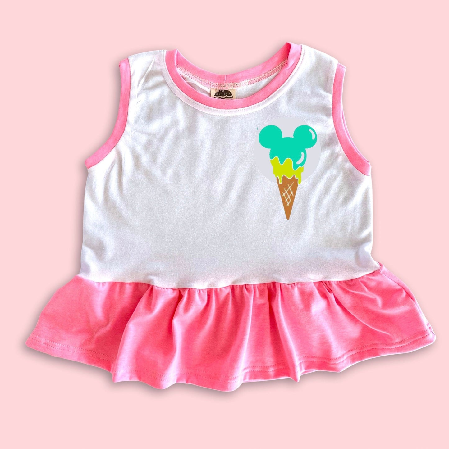 Girls Neon Mickey Ice Cream Tank, Disney Vacation Tee for Kids, Disney Trip T-shirt, Girls Disney Shirt, Retro Disney Tank Top
