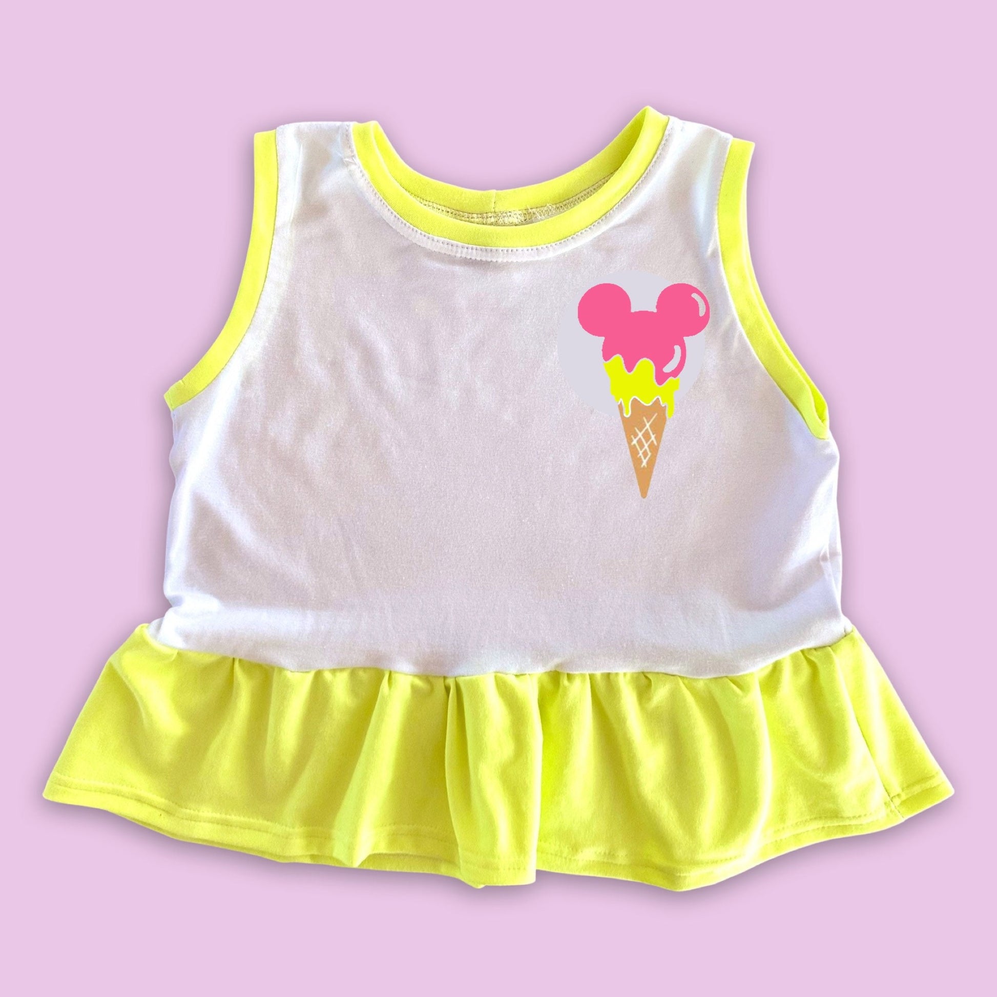 Girls Neon Mickey Ice Cream Tank, Disney Vacation Tee for Kids, Disney Trip T-shirt, Girls Disney Shirt, Retro Disney Tank Top