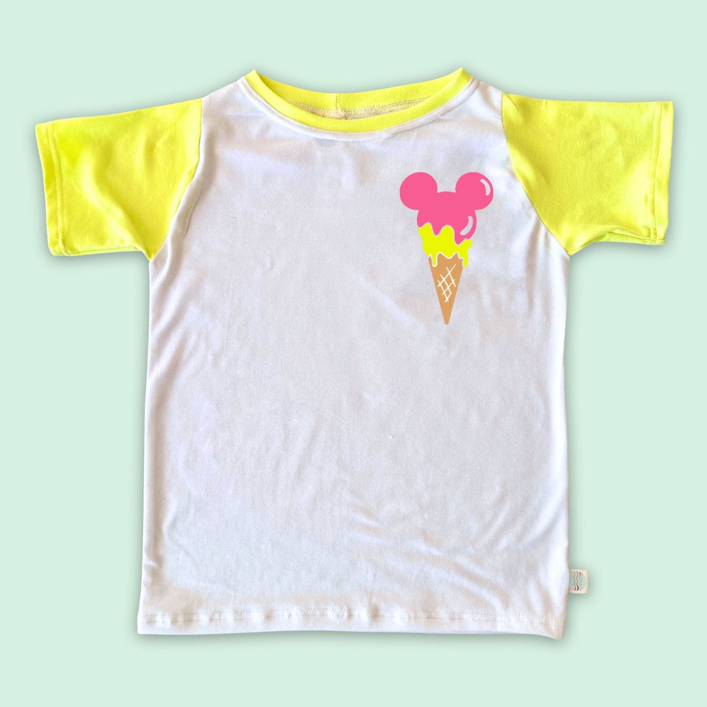 Kids Neon Mickey Ice Cream Tee, 90’s Retro Mickey T-shirt, Kids Retro Disney Set, Vintage Mickey Tank, Disney Vacation Tee for kids & baby