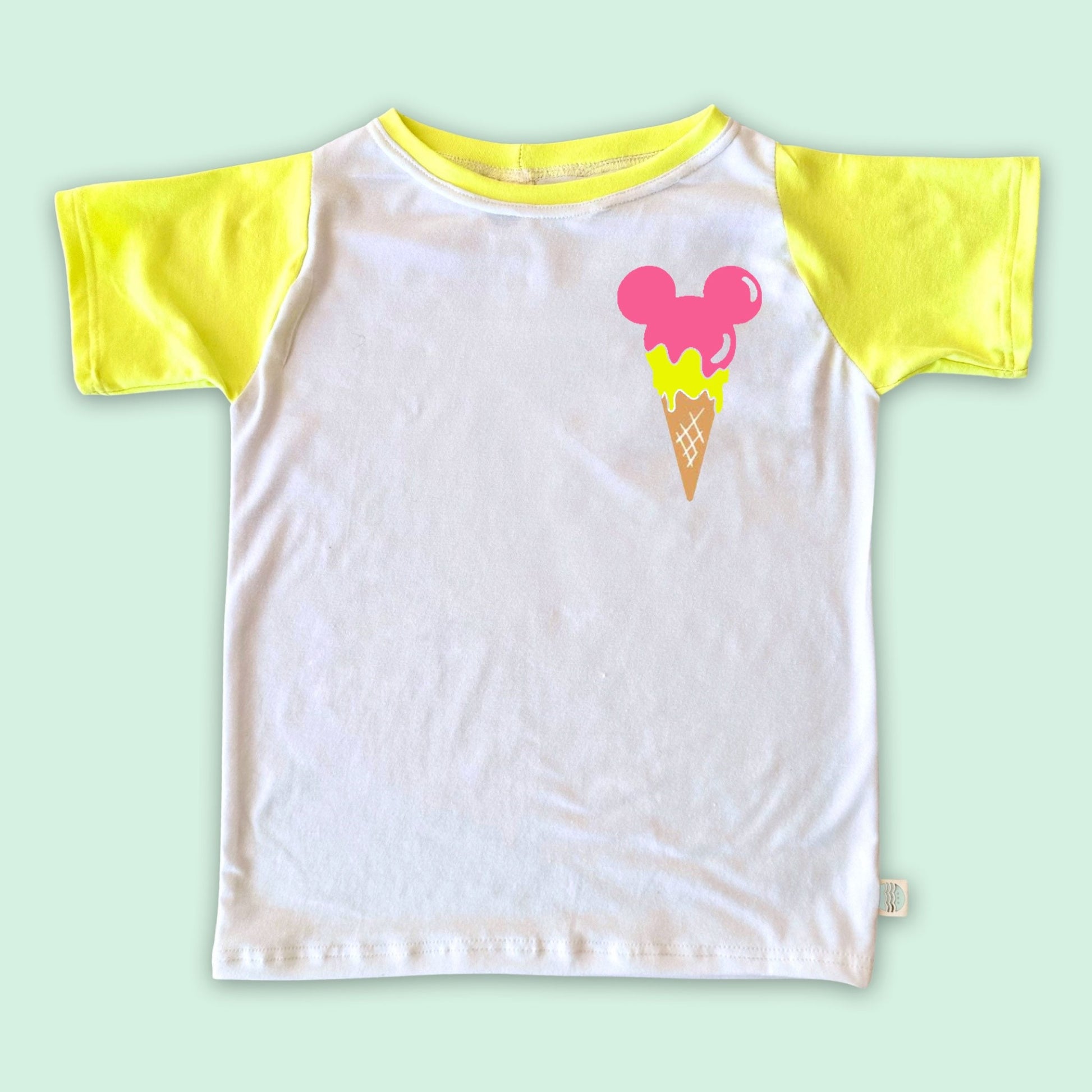 Kids Neon Mickey Ice Cream Tee, 90’s Retro Mickey T-shirt, Kids Retro Disney Set, Vintage Mickey Tank, Disney Vacation Tee for kids & baby