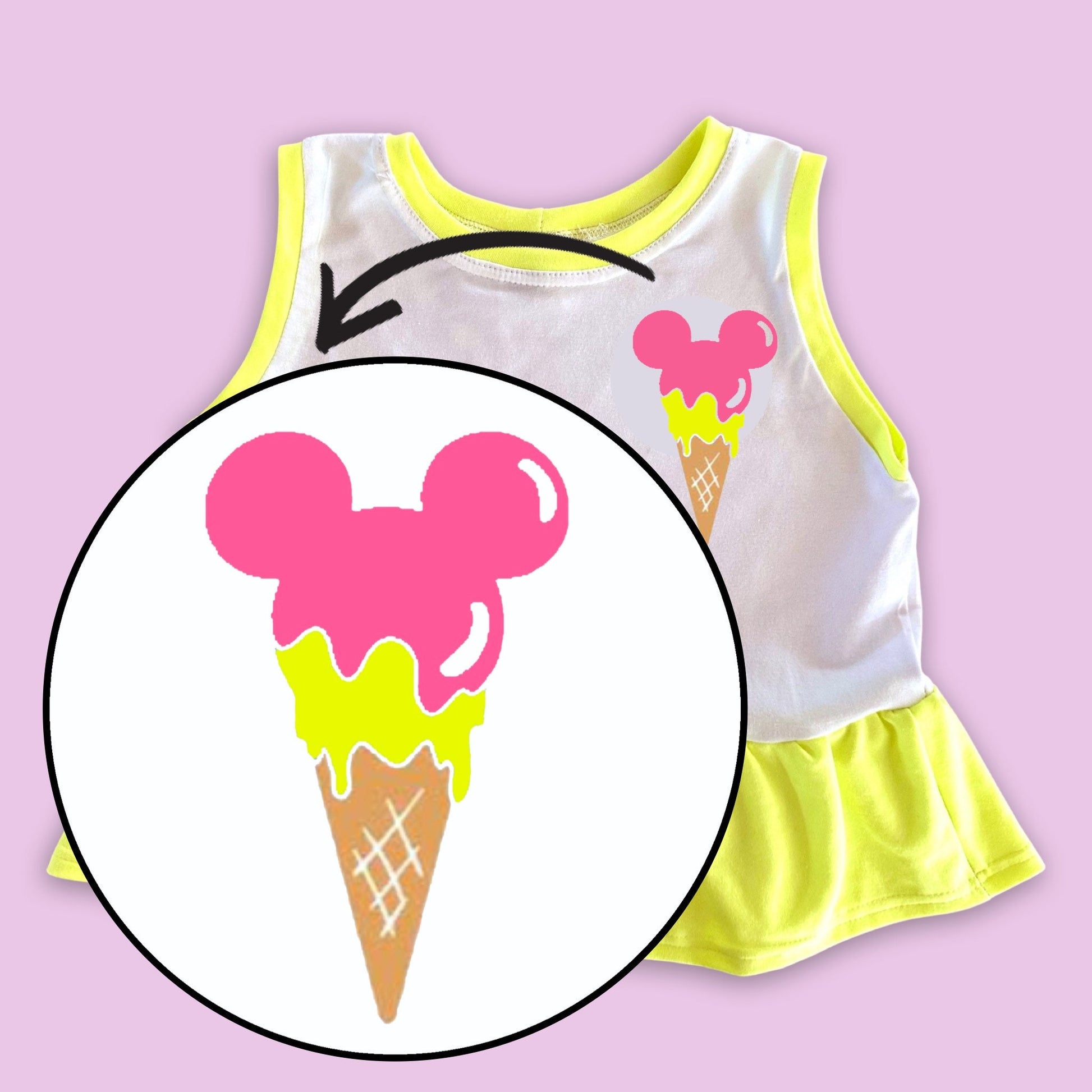 Girls Neon Mickey Ice Cream Tank, Disney Vacation Tee for Kids, Disney Trip T-shirt, Girls Disney Shirt, Retro Disney Tank Top