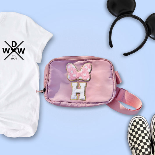 Disney Custom Fanny Pack Letter Patch, Disney Belt Bag, Crossbody Park Bag, Travel Bag, Chenille Patches, Fab Five Fanny Pack