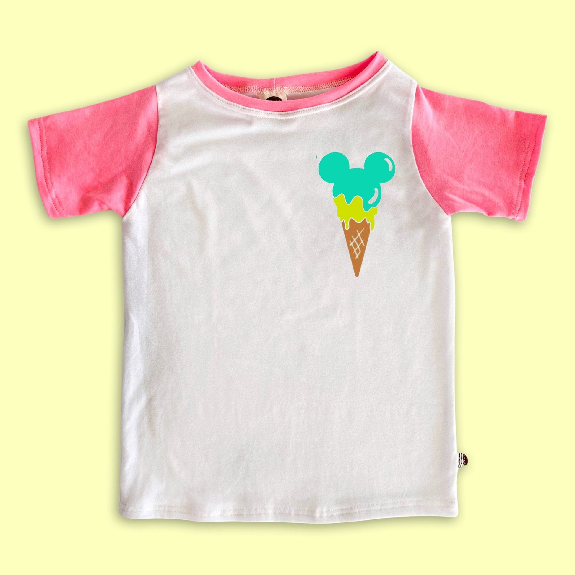 Kids Neon Mickey Ice Cream Tee, 90’s Retro Mickey T-shirt, Kids Retro Disney Set, Vintage Mickey Tank, Disney Vacation Tee for kids & baby