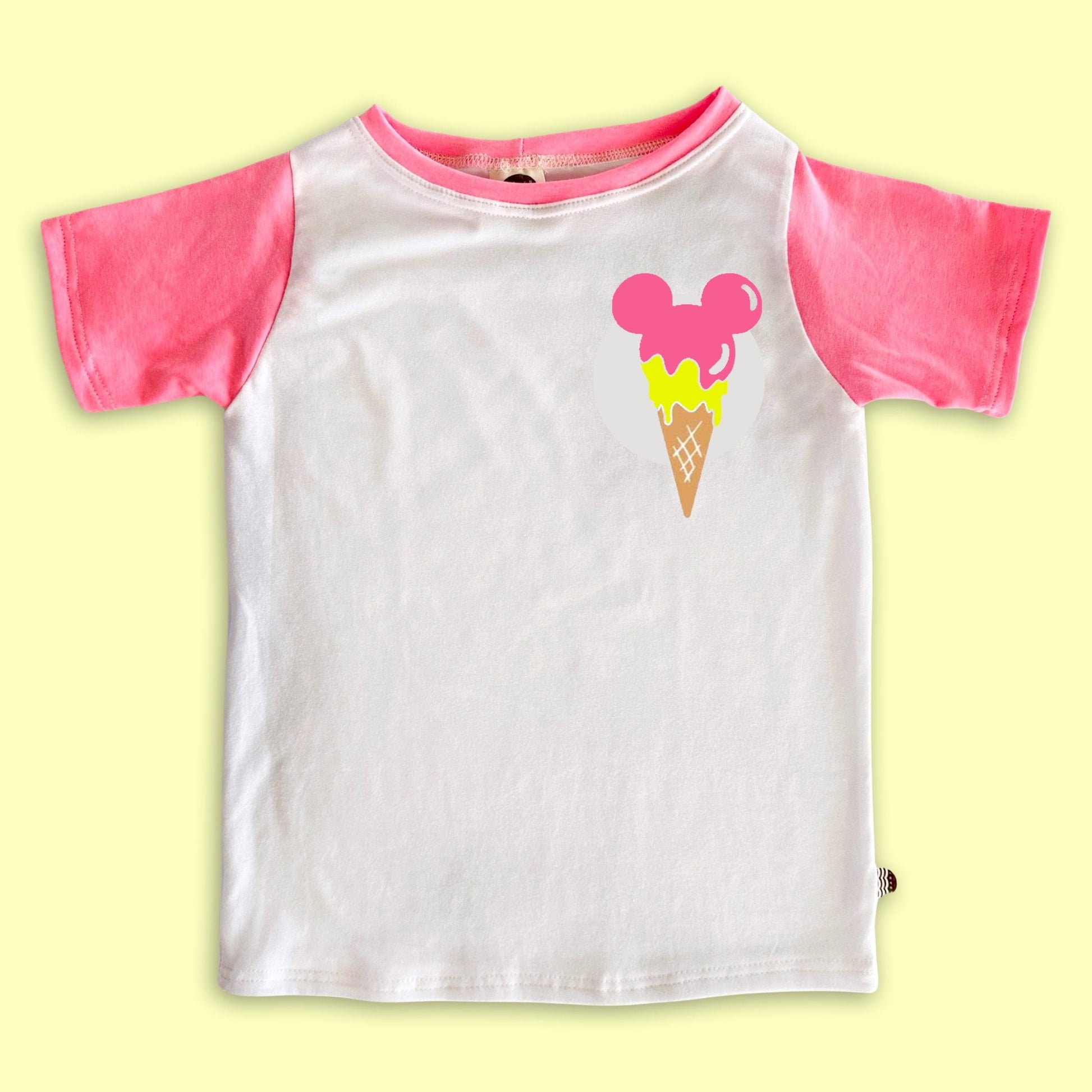Kids Neon Mickey Ice Cream Tee, 90’s Retro Mickey T-shirt, Kids Retro Disney Set, Vintage Mickey Tank, Disney Vacation Tee for kids & baby