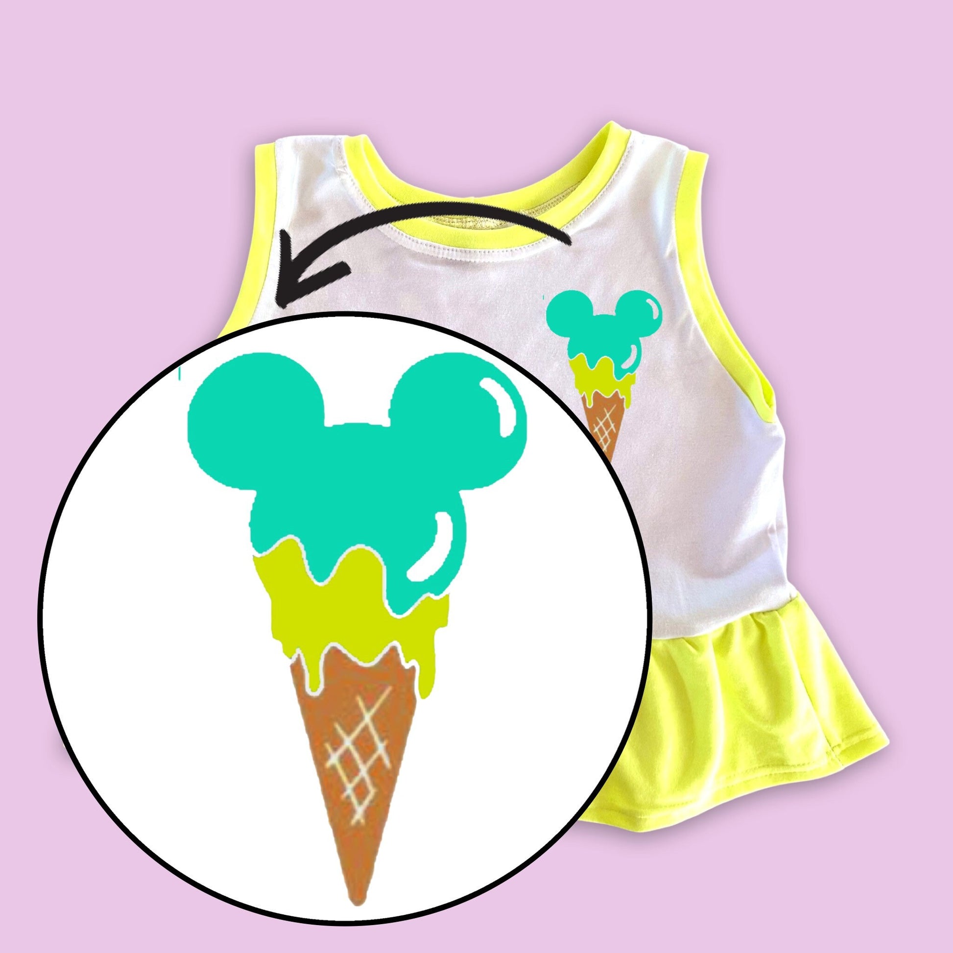 Girls Neon Mickey Ice Cream Tank, Disney Vacation Tee for Kids, Disney Trip T-shirt, Girls Disney Shirt, Retro Disney Tank Top