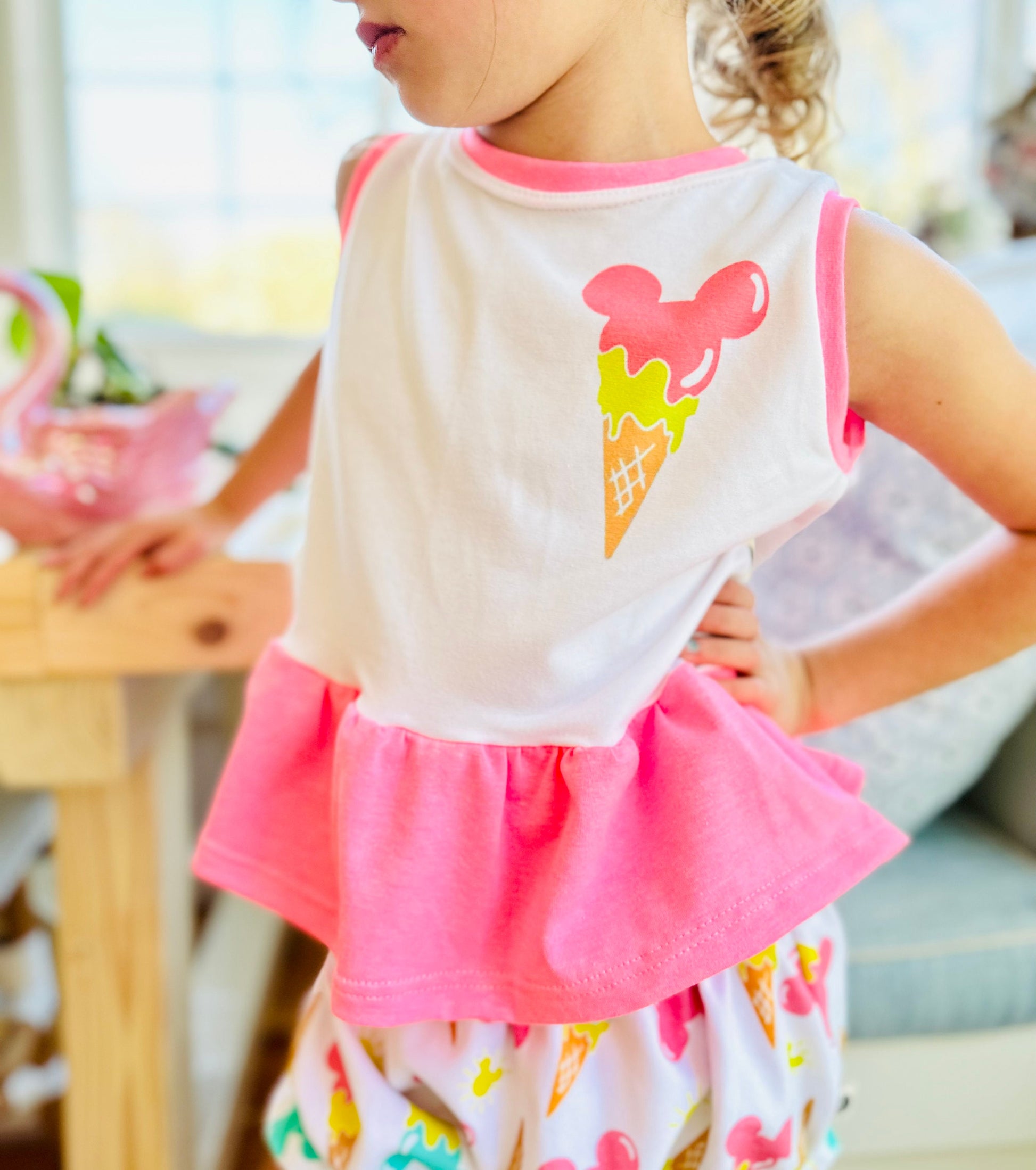 Girls Neon Mickey Ice Cream Tank, Disney Vacation Tee for Kids, Disney Trip T-shirt, Girls Disney Shirt, Retro Disney Tank Top