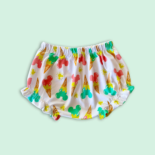 Girls Mickey Ice Cream Ruffle Shorts / Shorties for Kids, Neon Disney shorts, Retro Mickey Shorts, Girls Disney Shorts, 90’s Disney