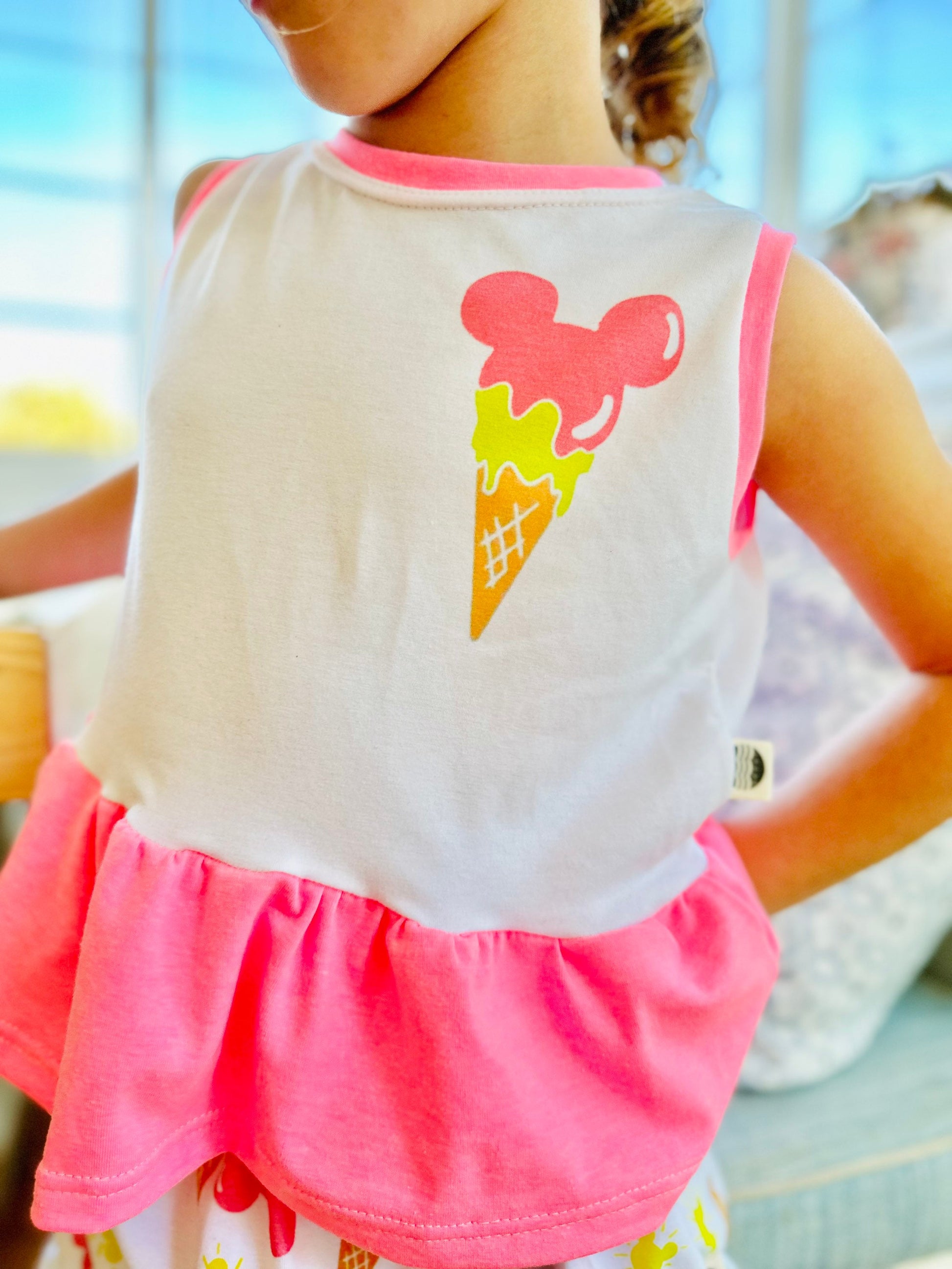 Girls Neon Mickey Ice Cream Tank, Disney Vacation Tee for Kids, Disney Trip T-shirt, Girls Disney Shirt, Retro Disney Tank Top