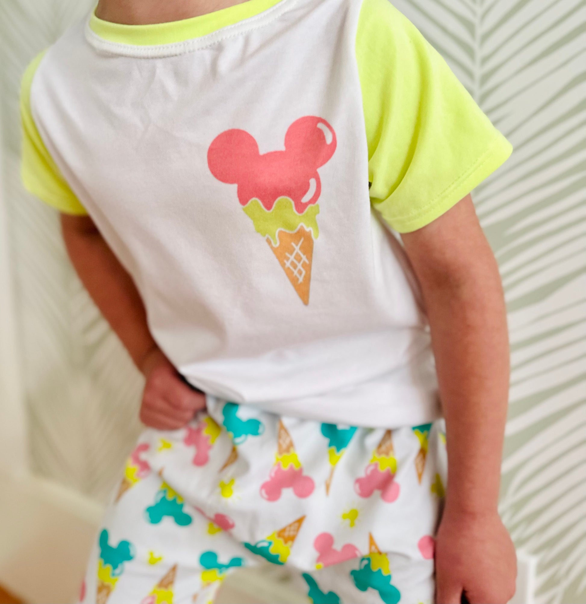 Kids Neon Mickey Ice Cream Tee, 90’s Retro Mickey T-shirt, Kids Retro Disney Set, Vintage Mickey Tank, Disney Vacation Tee for kids & baby