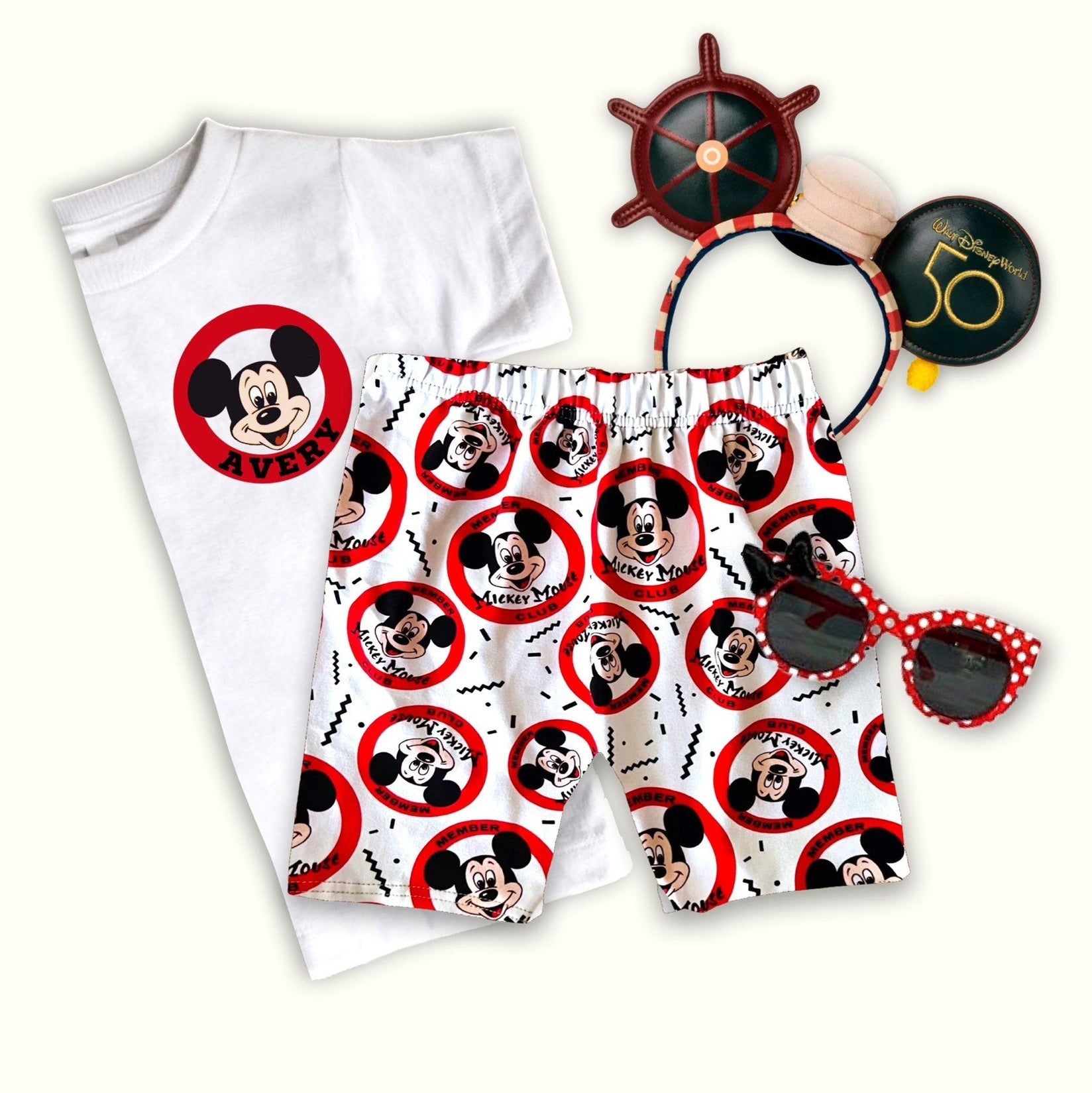 Girls Custom Mickey Mouse Club Set Biker Shorts Leggings, Disney Set, Disney Vacation Tee, Kids Mickey t-shirt, Girls Disney Outfit