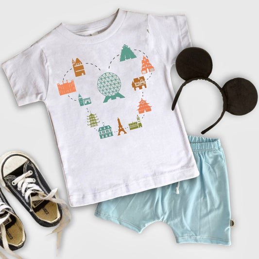 Kids Epcot Countries Tee, Disney World Tee, Disney Vacation Kids Set, Disney kids Outfit,Disney Trip Tee, Epcot Shirt, WDW Kids Tees