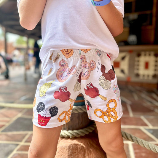 Kids Disney Snacks Crew Shorts, Kids, Baby & Kids Disney Shorts, Mickey Shorts, Boys Disney Shorts, Kids Magic Kingdom Shorts Outfit