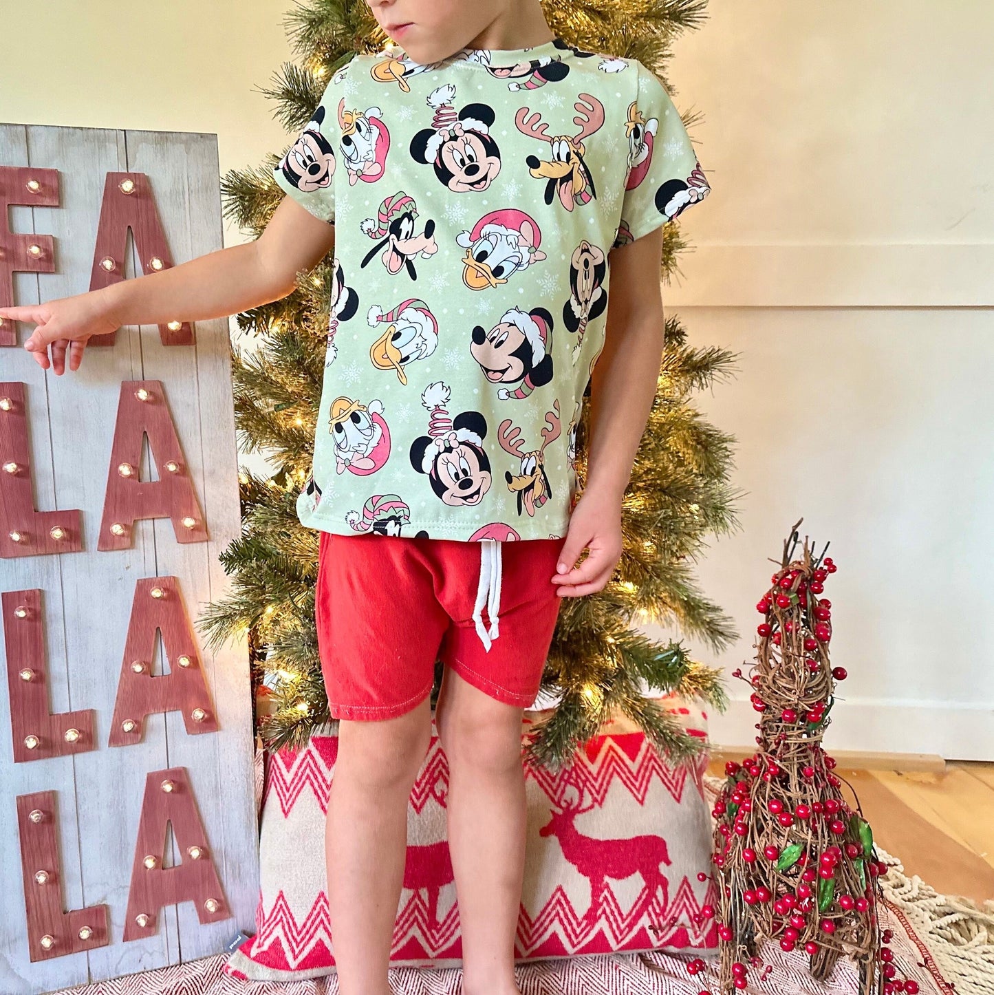 Kids Christmas Disney T-shirt Shorts Set, Christmas Fab Five T-shirt, Kids Disney Christmas Outfit, Disney Vacation Tee for kids & baby