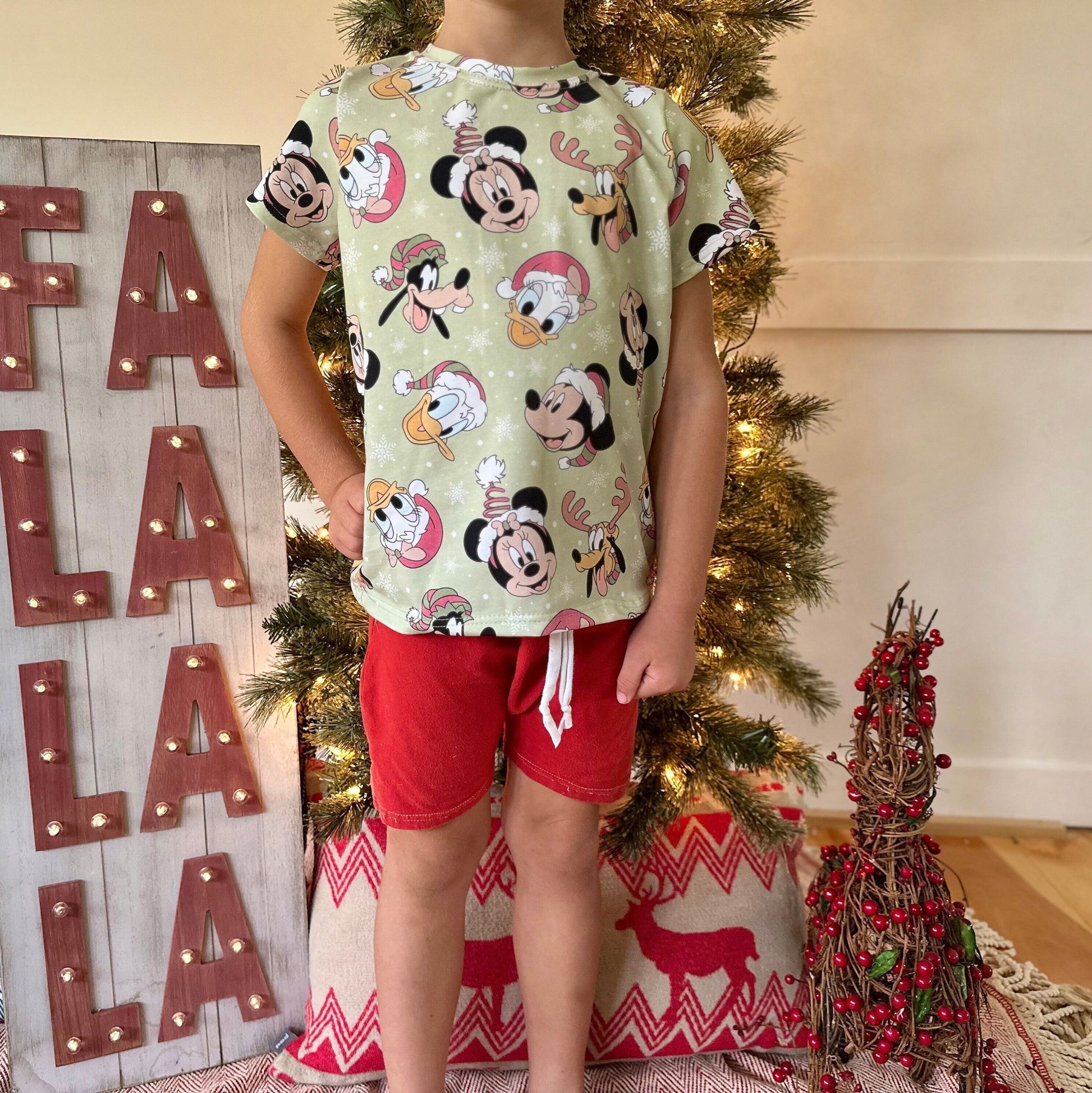 Kids Christmas Disney T-shirt Shorts Set, Christmas Fab Five T-shirt, Kids Disney Christmas Outfit, Disney Vacation Tee for kids & baby