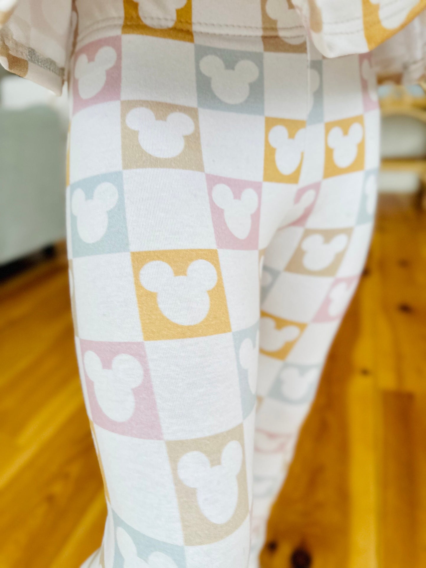 Mickey Pastel Checkered Leggings Kids Baby Toddler, Disney pants, Mickey Mouse Pants, Disney Leggings, Girls Mickey Pants, Mickey Pants