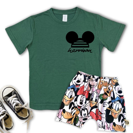 Custom Mickey Name Tee , Disney Set, Disney Vacation Tee kids, baby Disney Outfit, Kids Mickey t-shirt,Boys Disney Set Outfit,Mickey Friends
