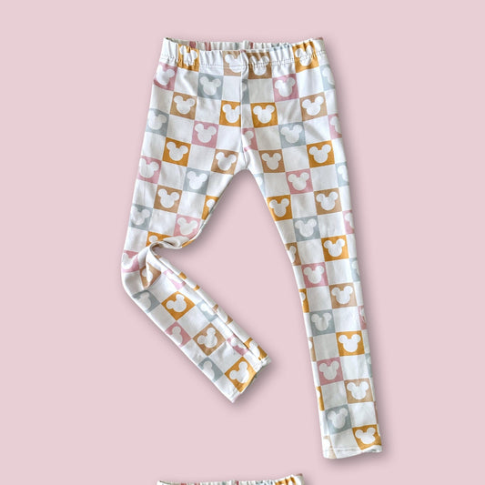 Mickey Pastel Checkered Leggings Kids Baby Toddler, Disney pants, Mickey Mouse Pants, Disney Leggings, Girls Mickey Pants, Mickey Pants