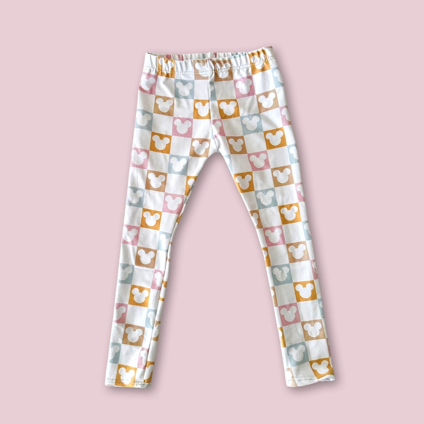 Mickey Pastel Checkered Leggings Kids Baby Toddler, Disney pants, Mickey Mouse Pants, Disney Leggings, Girls Mickey Pants, Mickey Pants