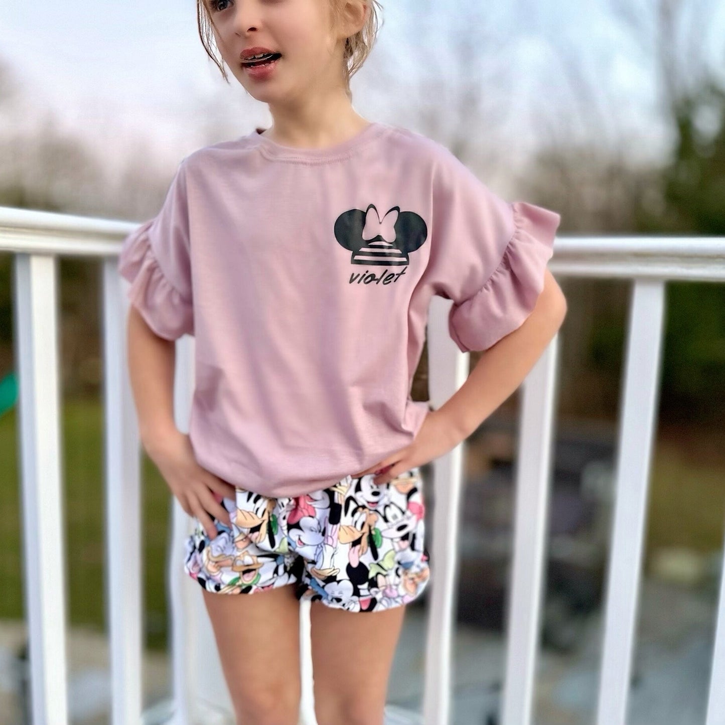 Custom Minnie Name T-shirt ,Girls Disney Set Shorts Tee,Disney Vacation Tee kids & baby Disney Outfit,Kids Mickey tshirt,Girls Disney Outfit