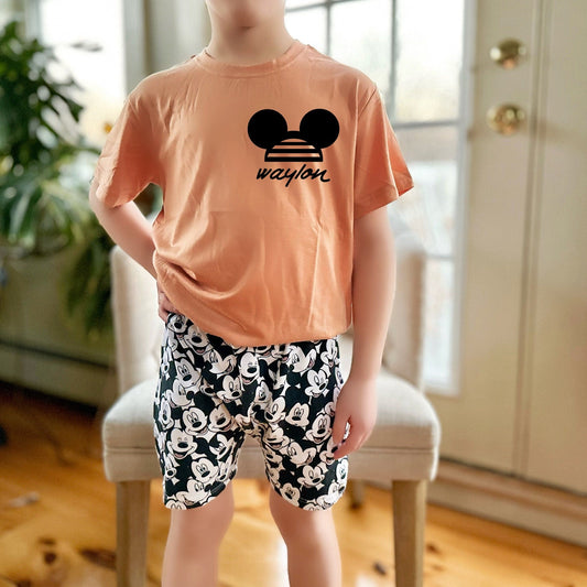 Custom Mickey Name Tee , Disney Set, Disney Vacation Tee kids, baby Disney Outfit,Kids Mickey t-shirt, Boys Disney Set Outfit,Mickey friends