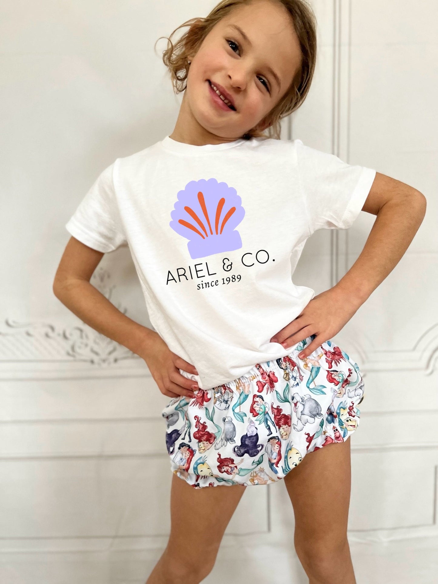 Little Mermaid Name T-shirt ,Girls Disney Set Shorts Tee,Disney Vacation Tee kids & baby Disney Outfit,Kids Ariel tshirt,Girls Disney Outfit