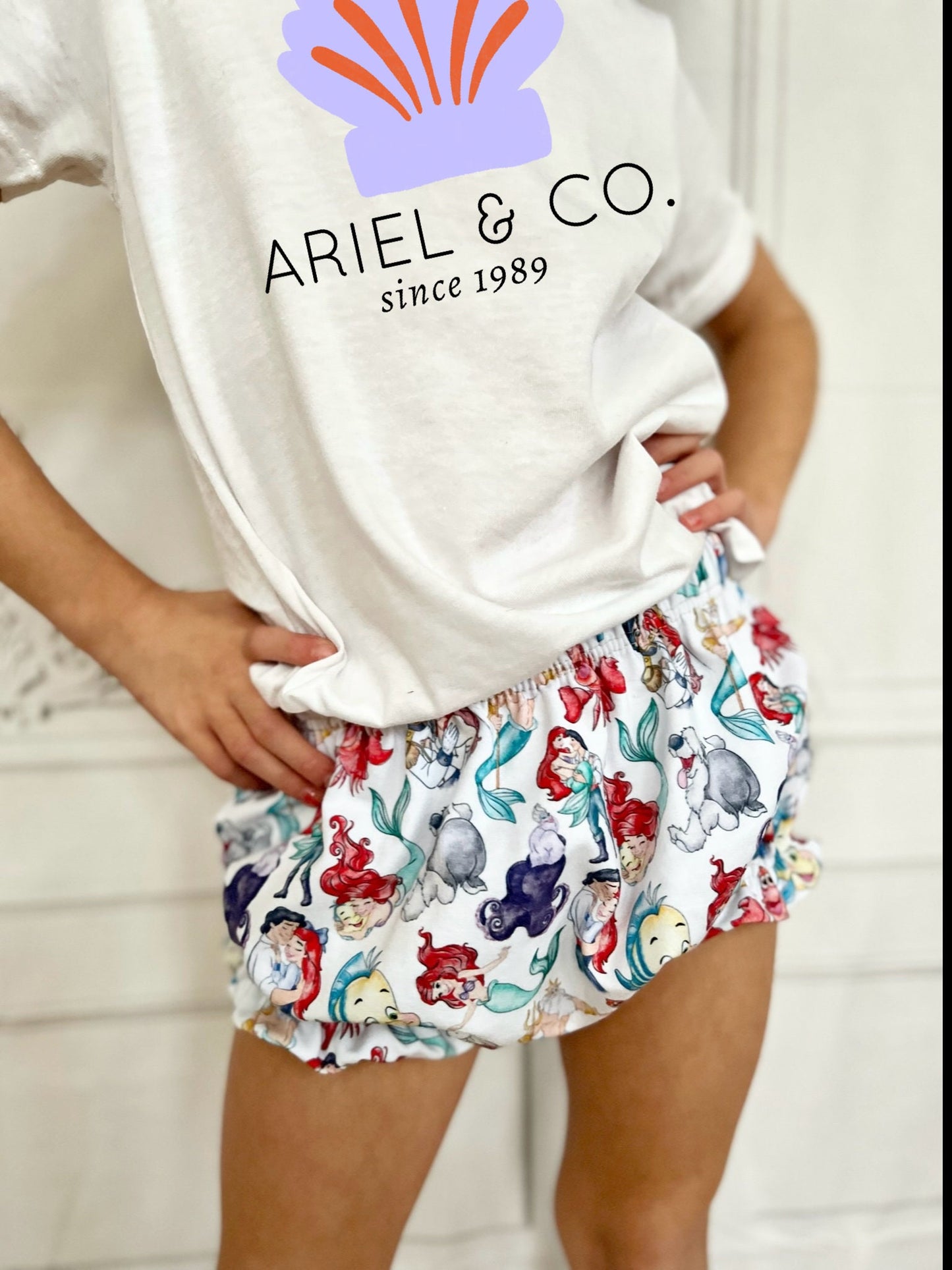 Little Mermaid Name T-shirt ,Girls Disney Set Shorts Tee,Disney Vacation Tee kids & baby Disney Outfit,Kids Ariel tshirt,Girls Disney Outfit