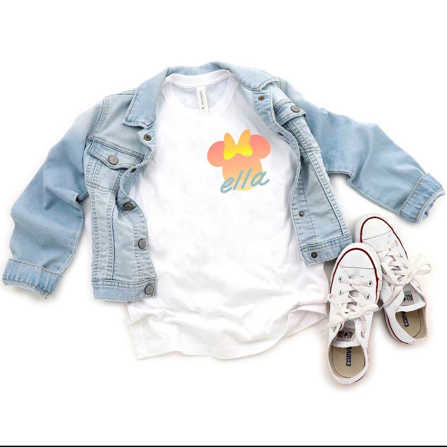 Retro Sunset Minnie Name T-shirt,Girls Disney t-shirt,Disney Vacation Tee kids & baby Disney Outfit,Girls Disney Outfit,Kids Mickey t-shirt