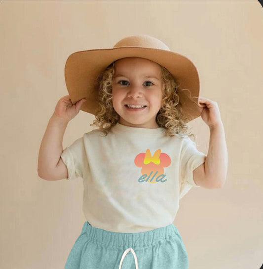 Retro Sunset Minnie Name T-shirt,Girls Disney t-shirt,Disney Vacation Tee kids & baby Disney Outfit,Girls Disney Outfit,Kids Mickey t-shirt