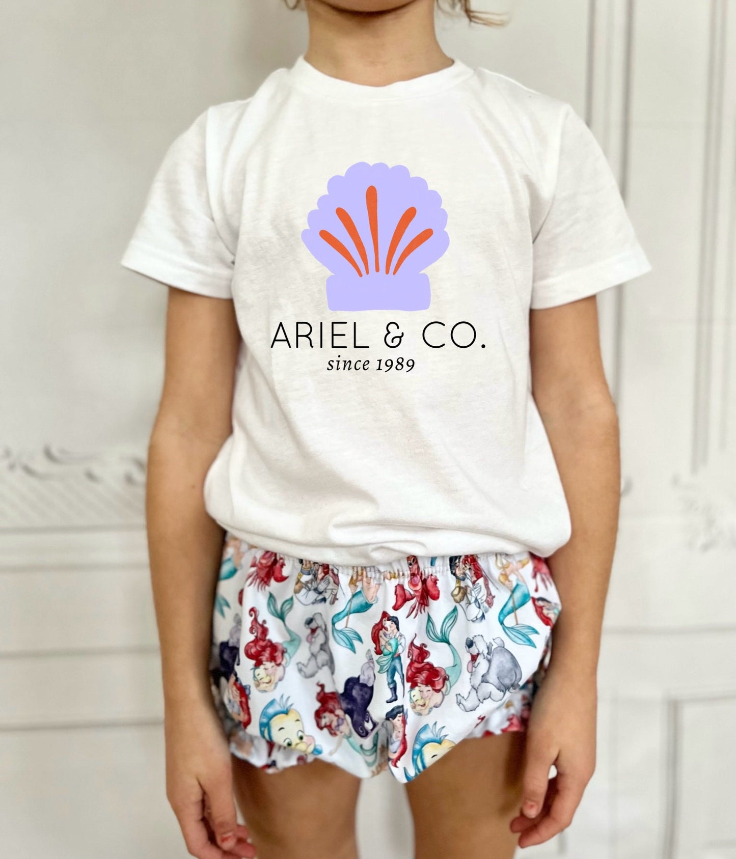 Little Mermaid Name T-shirt ,Girls Disney Set Shorts Tee,Disney Vacation Tee kids & baby Disney Outfit,Kids Ariel tshirt,Girls Disney Outfit