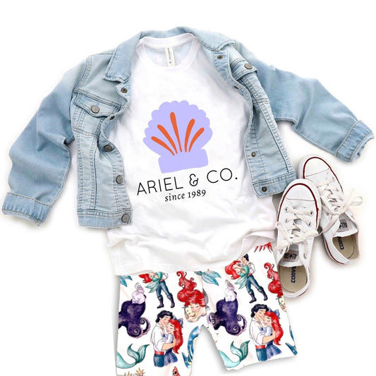 Little Mermaid Name T-shirt ,Girls Disney Set Shorts Tee,Disney Vacation Tee kids & baby Disney Outfit,Kids Ariel tshirt,Girls Disney Outfit