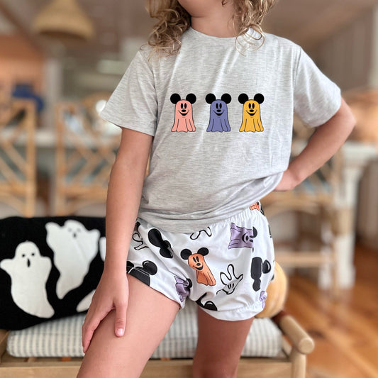 Girls Halloween Disney Set, Mickey Ghost Outfit, Disney Vacation Tee for kids, toddler & baby Disney Outfit, Girls Disney Set Outfit