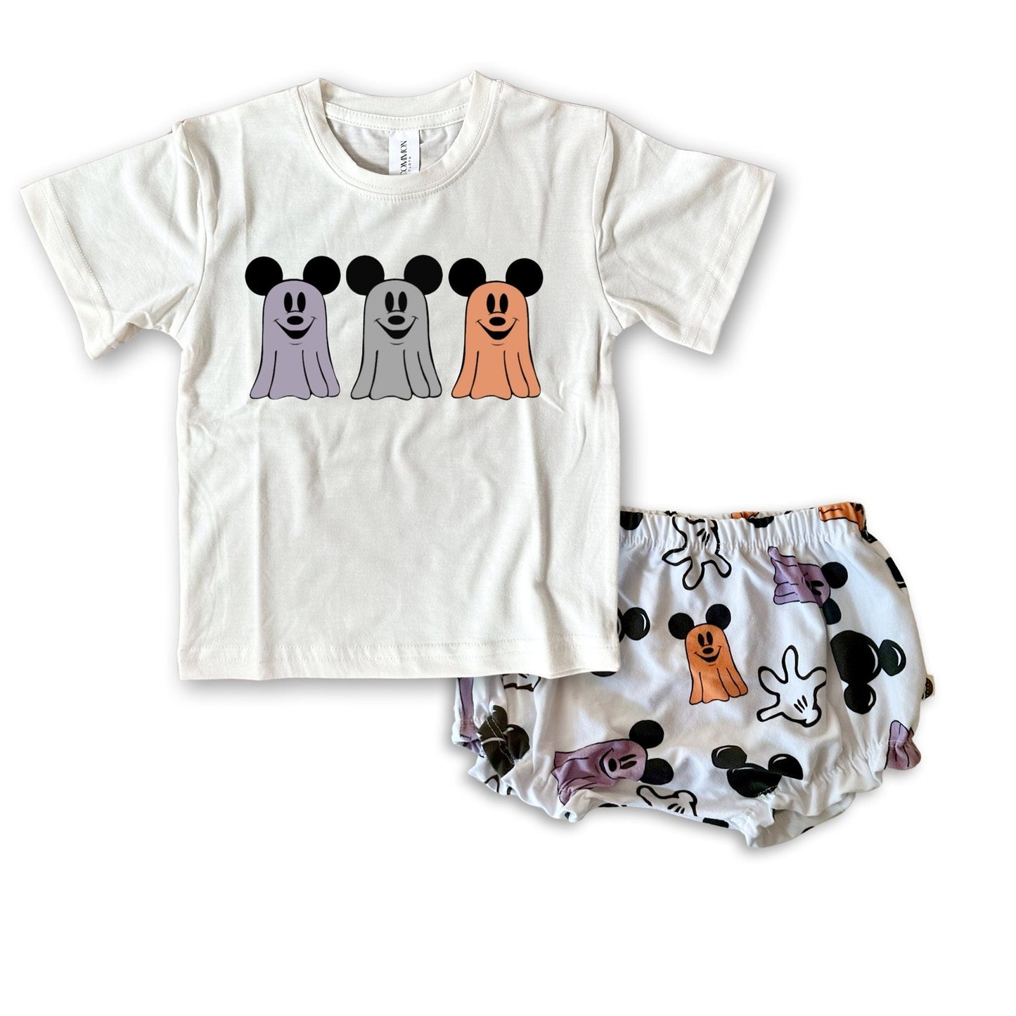Girls Halloween Disney Set, Mickey Ghost Outfit, Disney Vacation Tee for kids, toddler & baby Disney Outfit, Girls Disney Set Outfit