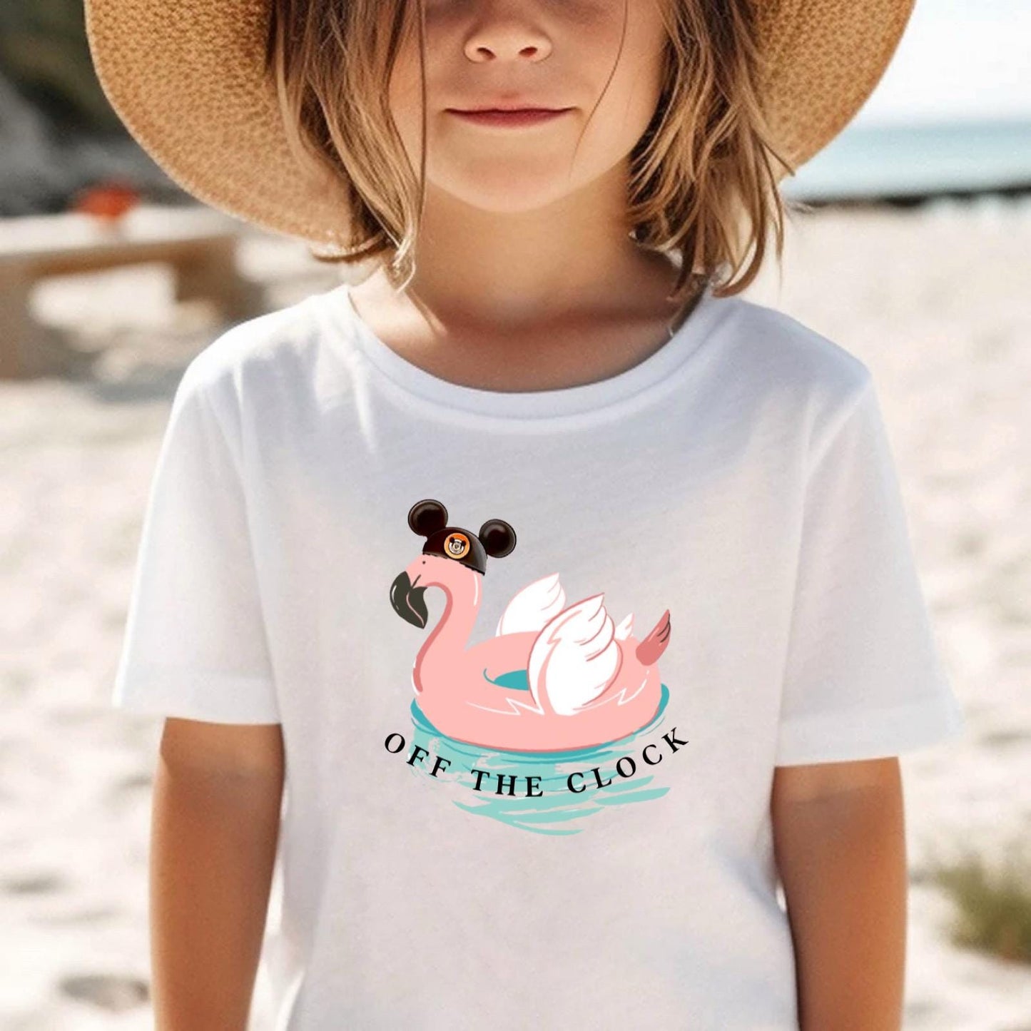 Flamingo Float “Off the Clock” Disney Vacation TShirt, Kids Disney Vacation Tee, Disney Vacation set, Girls Disney Set, Family Disney Shirts
