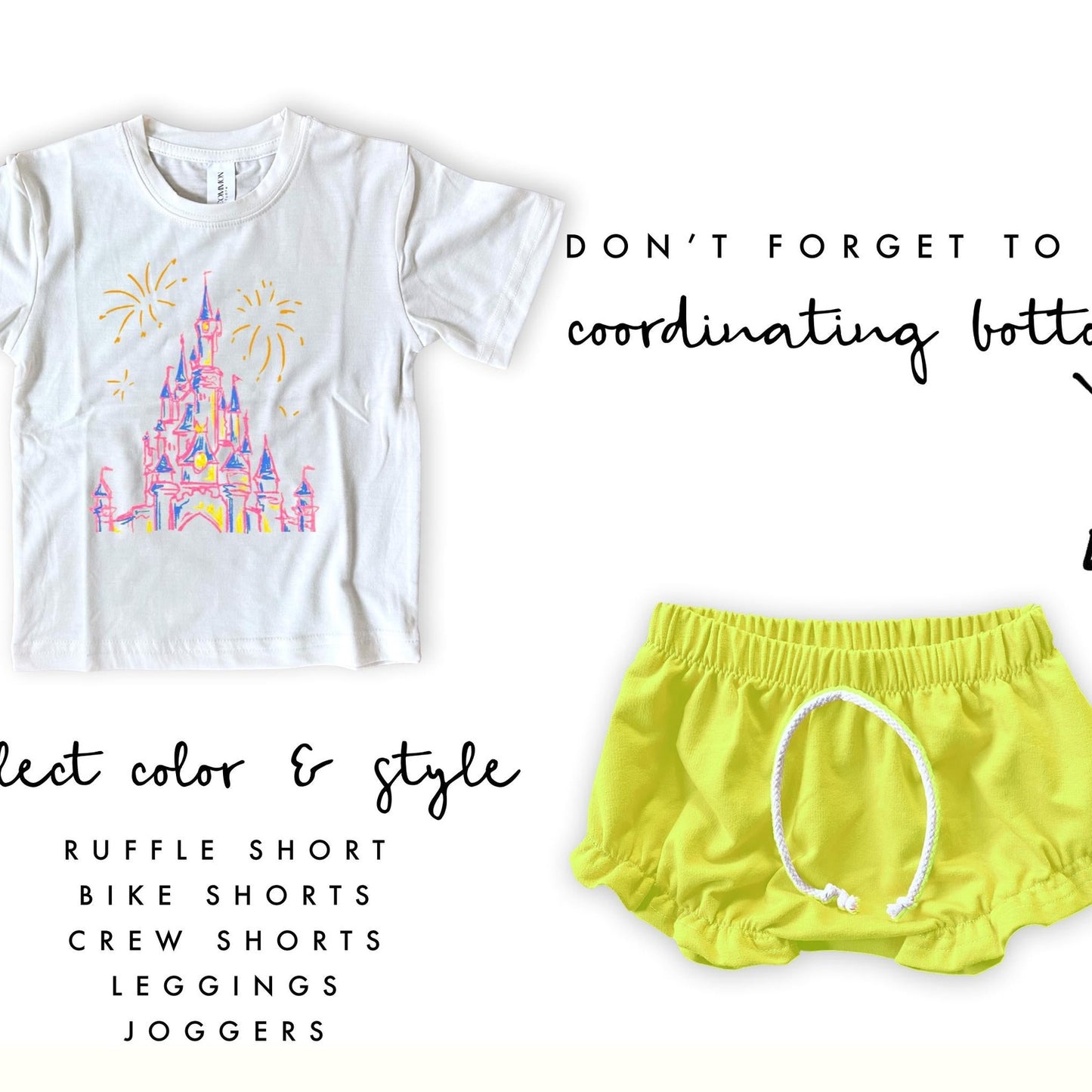 Sketch Castle Magic Kingdom Tee Set, Magic Kingdom Outfit , Disney Set, Kids Disney Vacation Outfit, Disneyworld Outfit, Girls Disney Outfit